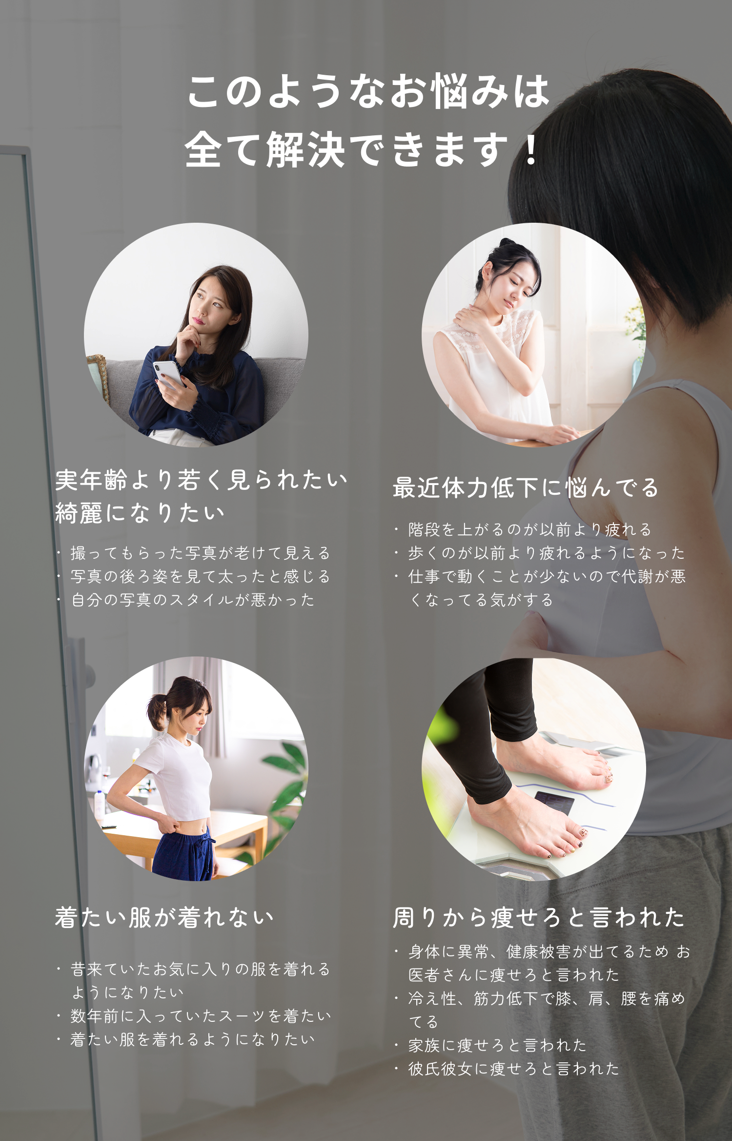 ボディメイクのお悩みカテゴリのご案内
